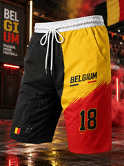 Herren-Sportshorts mit dynamischem Fußball-Print