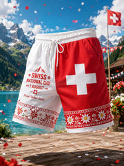 Lässige Kurzhose mit bedrucktem Herren-Nationaltag-Design