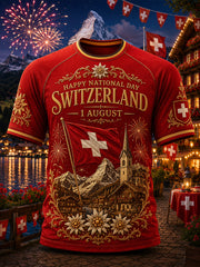 Herren-T-Shirt mit Nationaltag-Graphic-Print, Raglanärmeln und kurzen Ärmeln