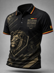 Kurzärmliges Herren-Polo-Shirt mit Vintage-Print im Militärs til