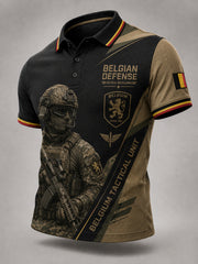 Kurzärmliges Herren-Polo-Shirt mit Vintage-Print im Militärs til