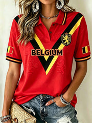 Damen‑Poloshirt im belgischen Stil, lässig, als Erinnerungsstück