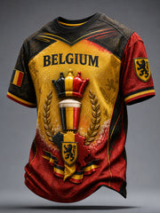 Herren Belguim National Day Kunst bedrucktes T-Shirt