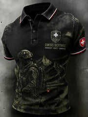 Herren-Poloshirt mit kurzen Ärmeln und militärischem Camouflage-Print