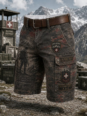 Herren-Cargohose mit militärischem Camouflage-Print und verkürztem Schnitt