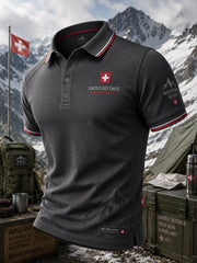 Herren-Poloshirt mit kurzen Ärmeln und Vintage-Print im Militärstil