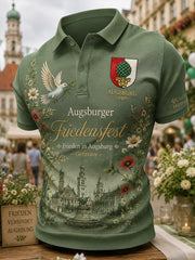 Herren-Poloshirt mit kurzen Ärmeln und Peace-Festival-Print