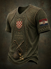 Herren-T-Shirt mit Kunstdruck im kroatischen Hajduk-Stil