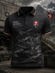 Herren-Poloshirt mit kurzen Ärmeln und Vintage-Print im Militärstil
