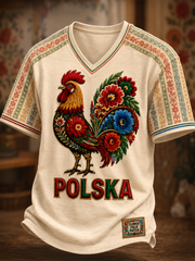 Herren-T-Shirt mit V-Ausschnitt aus Polen