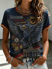 Damen-Vintage-Eagle-Graphic-T-Shirt mit kurzen Ärmeln