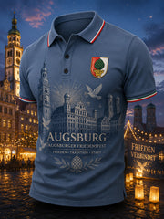 Herren-Poloshirt mit kurzen Ärmeln und Peace-Festival-Print