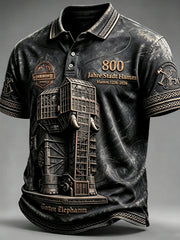 Herren-Poloshirt in Schwarz mit 3D-Druck zum 800. Jubiläum der Deutschen Hamm, lässiger Stil