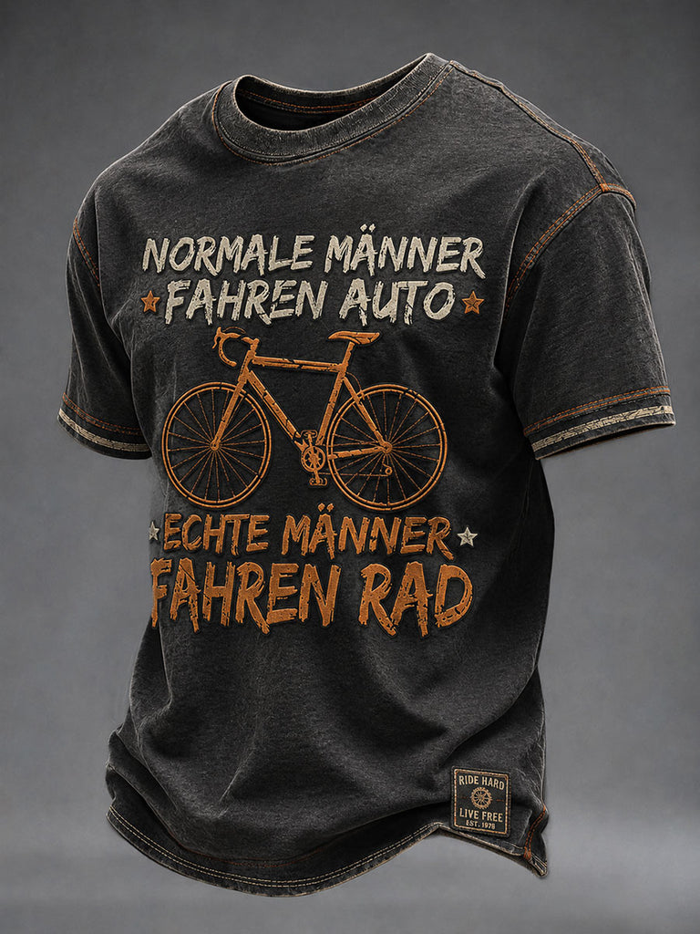 Herren NORMALE MÄNNER FAHREN AUTO ECHTE MÄNNER FAHREN RAD Kurzarm-T-Shirt