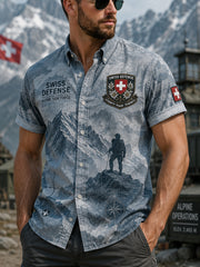 Herren-Hemd mit kurzen Ärmeln, Camouflage- und Militär-Prints