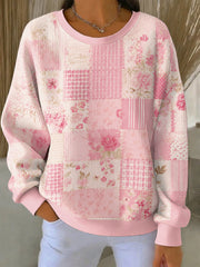 Frauen-Kapuzenpullover mit Brustkrebs- und rosa Blumenmuster, lässig