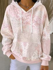 Kapuzenpullover für Damen mit lässigem Druck von rosa Blumen zum Thema Brustkrebs