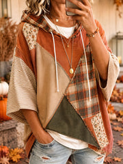 Damen-Hoodie im Herbst-Design mit Patchwork-Optik