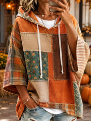 Damen-Hoodie im Herbst-Design mit Patchwork-Optik
