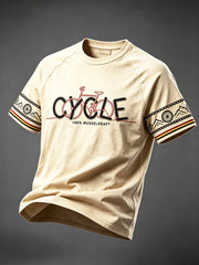 Herren-Retro-T-Shirt in Gelb mit deutschem Radsport-Print, lässig geschnitten
