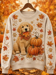 Damen-Herbst-Lässiges T-Shirt mit Tiermuster und Rundhalsausschnitt