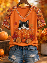 Damen-Herbst-T-Shirt mit Tiermuster