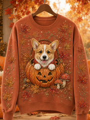Damen-Herbst-Lässiges T-Shirt mit Tiermuster und Rundhalsausschnitt