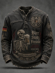 Langärmliges Herren oberteil mit aufgerichem Grafik druck im Vintage-Stil