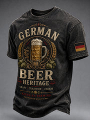 Herren-T-Shirt mit kurzen Ärmeln und aufwändigem Grafikdruck im Vintage-Stil