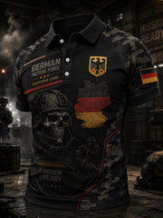 Herren-Poloshirt mit kurzen Ärmeln und Camouflage-Print im Militärstil