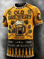 Herren Deutsches Oktoberfest-Print Patchwork Casual T-Shirt