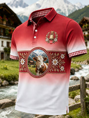 Herren-Polo mit Kunstdruck im österreichischen Landhausstil