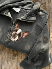 Damen Peeking französische Bulldogge & Pfote Drucke mit Reiß verschluss Sweatshirt