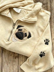 Damen Peeking Mops Hund & Pfote Drucke mit Reiß verschluss Sweatshirt
