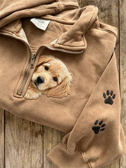 Damen Peeking Golden Retriever Hund & Pfote Drucke mit Reiß verschluss Sweatshirt