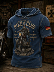 Herren-Kapuzenpullover mit kurzen Ärmeln und Vintage-Schriftzug-Print