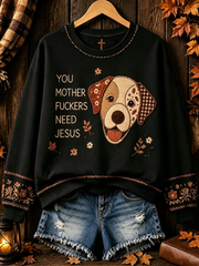 Frauen Herbst Hund regelmäßige Sweatshirt