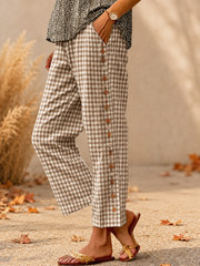Neun-Minuten-Hose aus Baumwoll-Leinen für Damen-Herbst bedruckt