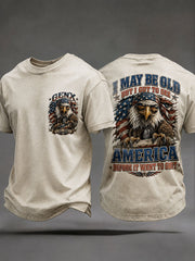 Herren-T-Shirts mit dem Spruch „Ich bin zwar alt, aber ich muss Amerika noch sehen, bevor es den Bach runtergeht“