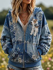 Frauen Wire Fox Terrier Reiß verschluss Hoodie