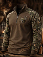 Herren-Poloshirt im Vintage-Stil mit traditionellem Rentiermuster