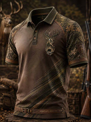 Herren-Poloshirt im Vintage-Stil mit traditionellem Rentiermuster