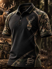 Herren-Poloshirt im Vintage-Stil mit traditionellem Rentiermuster