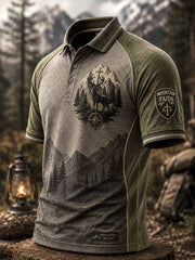 Herren-Poloshirt im Vintage-Stil mit traditionellem Rentiermuster