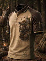 Herren-Poloshirt im Vintage-Stil mit traditionellem Rentiermuster