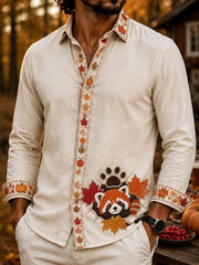 Herrenmode Herbst gemustertes Print Shirt