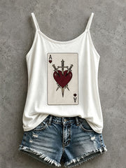 Damen Rotes Herz Spielkarte Tank Top