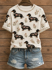 Damen-Blumen dackel T-Shirt