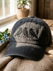 Unisex gewaschener Hut-Schwarzer Humor Krähe Design