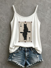 Damen schwarze Katze Spielkarten Tank Top